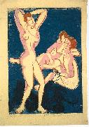 Ernst Ludwig Kirchner Three nudes and reclining man Sweden oil painting artist